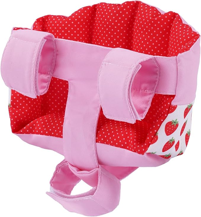 BABESIDE Doll Bike Seat for 12 Inch Dolls, Strawberry Doll Carrier for Kids Bike and Scooter, Baby Doll Accessories for Outdoor Play, Doll Bicycle Seat Gift for Girls Age 3+