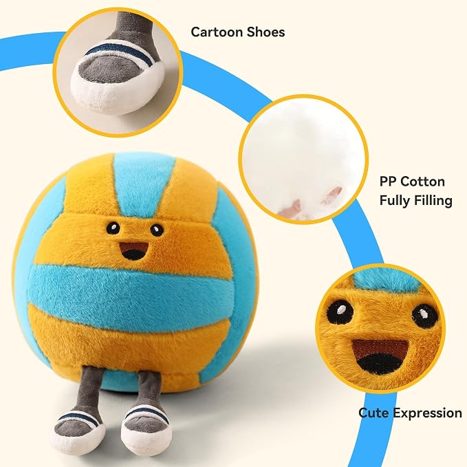 Funny Volleyball Plush with Legs – Cute Stuffed Animal Toy for Boys Girls, Volleyball Throw Pillow for Room Decor, Couch or Bed Volleyball Stuffed Animal Decor Gifts (Volleyball Pillow 11 Inch)