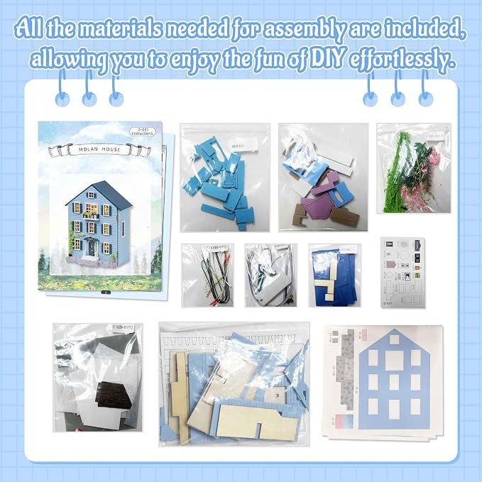 Flever Dollhouse Miniature DIY House Kit Creative Room with Furniture for Romantic Valentine's Gift (Molan House)