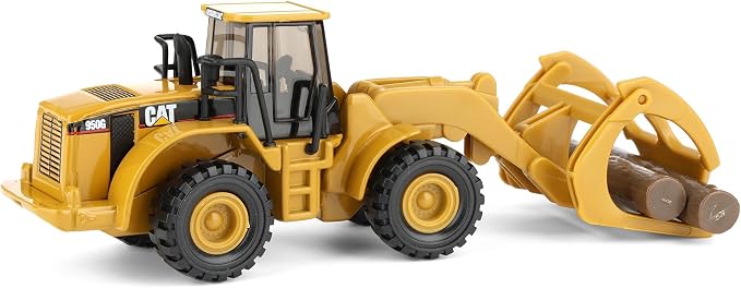 Diecast Masters Caterpillar Toy Replicas - 1:87 Scale Cat 950G Wheel Loader with Log Fork and Wood Log | Model 84661CS