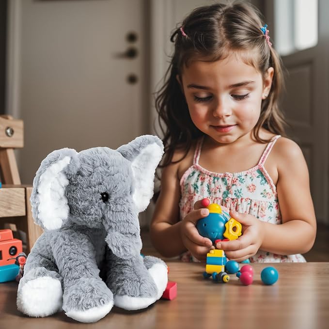 Elephant Stuffed Animals Soft Plush Toy for Baby Girls Boys,12" Grey Soft Small Stuffed Elephant Huggable Gifts for Birthday