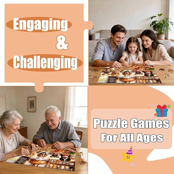 Puzzles for Kids Ages 6-8 and 8-10, 200 Piece Jigsaw Puzzle for Adults and Seniors – Funny Chef Doggy Puzzle, Cute Dog Puzzle, Educational Learning Toy for Boys and Girls, Family Game Gift