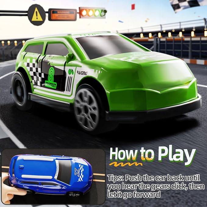 Race Track Car Set for Kids Ages 3-5 4-8, Toy Car Track Set for Boys 3+ with 5 Rotating Track, Race Car Track with 2 Small Cars, Boys Toy, Gifts Toys for Boys Girls 3 4 5 6 7 8