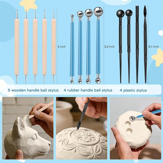 ZEHIQ Premium Air Dry Clay Kit, 6.6LBs Natural White Pottery Clay with 25 Pcs Clay Sculpting Tools, Modeling Clay for Pottery Wheel & Craft Projects, Ideal for All Skill Levels (White & Tools)