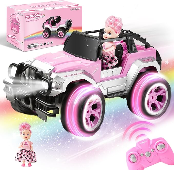 Remote Control Car for Girls, Pink RC Car with Doll and Sticker for Ages 6-10 Years Old Girls, 1:16 Scale 2.4Ghz,OX11S Perfect Christmas Birthday Gifts for Grils