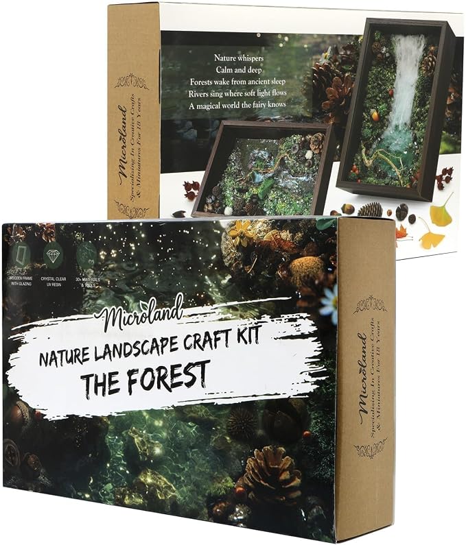 Microland Calming Craft Kits for Adults DIY Zen Forest Landscape Resin Craft Kit Fun Creative Crafting Set for Teens Women Relaxing Adult Activities on Ladies Night Crafty Artist Gift for Mom Birthday