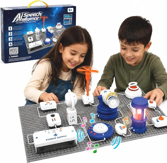 STEM Science Kit for Kids, 37 PCS Electronics Circuit Exploration Toy with 300+ Projects, Voice Control, Space Theme Experiments, Boys & Girls Gifts Ages 6+