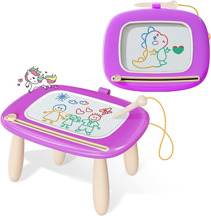 Kikidex Toddlers Toys Age 1-3, Magnetic Drawing Board, Doodle Board Pad Learning and Educational Toys for 1 2 3 Year Old Baby Kids Birthday Gift (Purple)