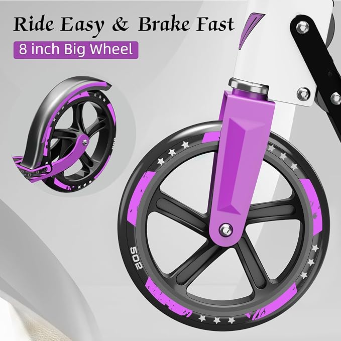 Adult Scooter with Big Wheels | Adjustable Height, Foldable Aluminum Frame | Smooth Ride for Urban Commuting and Outdoor Fun | Suitable for Teens 8-12 | 220 lbs Weight Limit