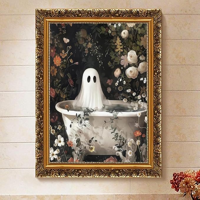 Paint by Numbers for Adults and Kids Beginner, Halloween Ghosts Bathing Painting by Number Kits On Canvas Number Artist Paint by Number Kit Oil Painting Acrylic Paints Home Wall Decor Gift 12X16 inch