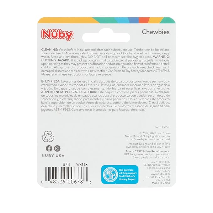 Nuby Chewbies Multi-Textured Silicone Teether - 3+ Months - Baby Teething Toy