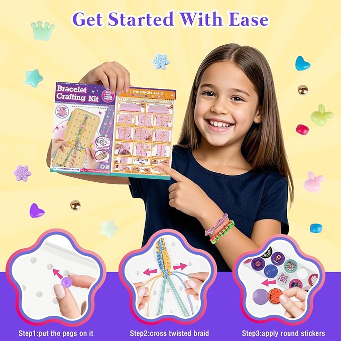 TingingYuli Friendship Bracelet Making Kit for Girls Ages 8-12, DIY String Bracelet Maker with 3-Layer Storage Box, Jewelry Making Kit Arts and Crafts Toy Gift for Kids Ages 6-12