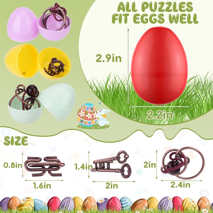 16 Pack Easter Eggs Filled with Brain Teaser Puzzles Toys, Easter Basket Stuffers for Kids Teens Adults, Easters Egg Fillers for Kids Boys Girls, Easters Eggs Hunt Game, Classroom Prize Supplies