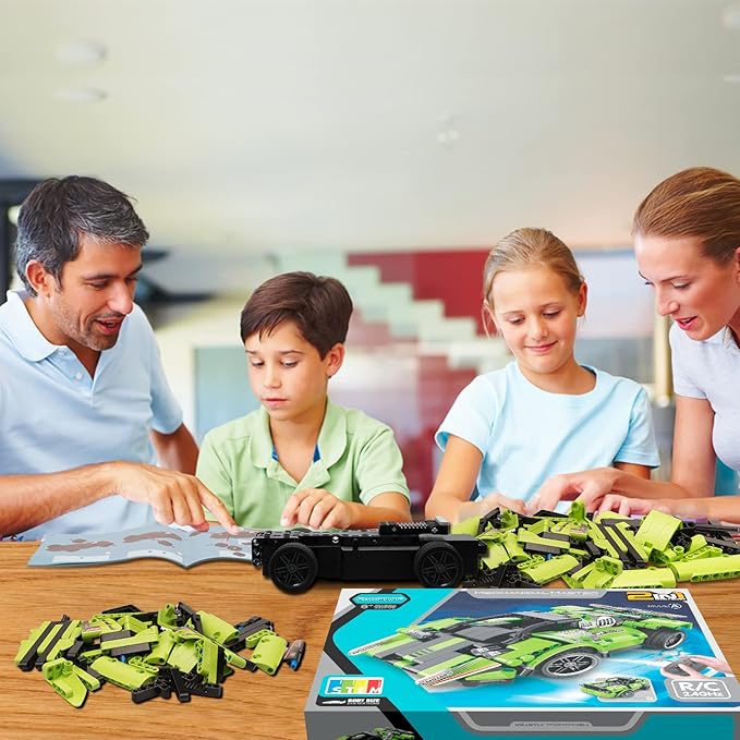 GAMZOO STEM Building Toys for Kids with 2-in-1 Remote Control Racer Snap Together Engineering Kits Early Learning Racecar Building Blocks - Best Gift for 6 7 8 9＋Year Old Boys and Girls