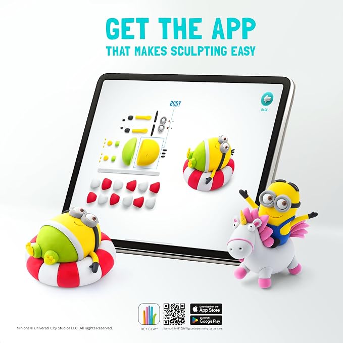 HEY CLAY Minions - Colorful Modeling Air Dry Clay for Kids - Air Dry Clay Kit 5 Cans and Sculpting Tools with Fun Interactive Instructions App - Age 3 and up (Stuart)