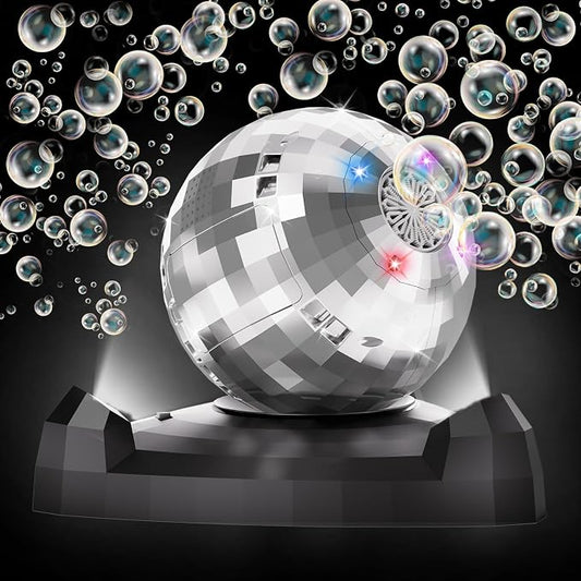 Bubble Machine for Kids & Toddlers 1-3, Automatic Disco Bubble Blower Maker with Bubble Toys, LED Lights & 360° Rotation, 10000+ Bubbles Per Min, Outdoor Game Toy for Easter Birthday Party
