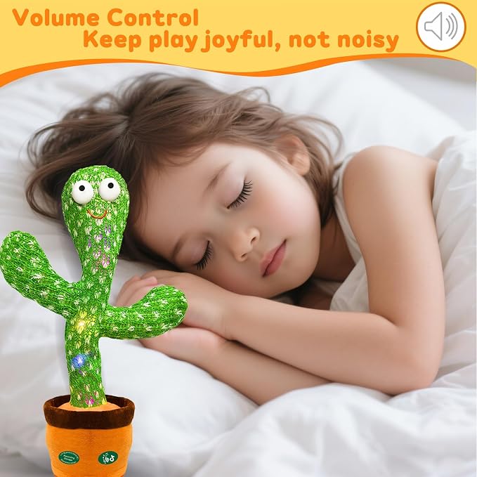 Hunfur Interactive Baby Toys Dancing Talking Cactus Toy,Funny Gift for Infant, Singing Record Repeat What You Say Light Up Toy for Toddler Boy Girl (Volume Adjustment)