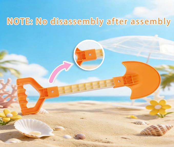 20 Inch Beach Sand Shovels for Kids, Heavy Duty Plastic Spades, 2 Pack Set for Sandbox Garden Snow Digging (Orange-Green)