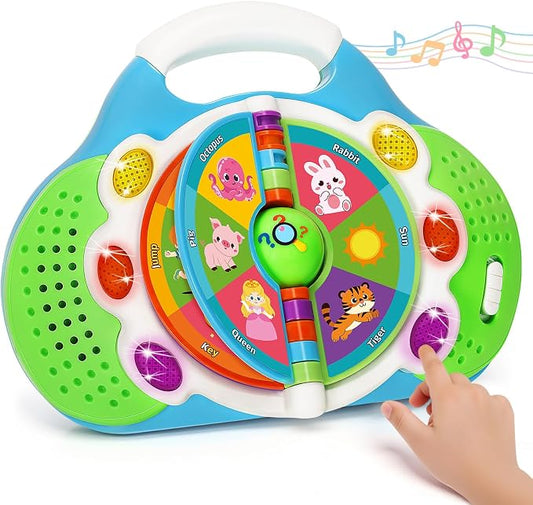 Musical Toddler Learning Toy, Alphabet Flip Book with Lights & Sounds, Car Seat Travel Toy for 1 2 3 Year Old Boys Girls, Interactive ABC Educational Toy for Daycare Classroom, Christmas Birthday Gift