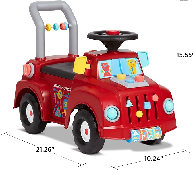 Radio Flyer Tinker Truck, for Toddlers 1-3, 3-in-1 Push Walker Ride On Car with 20 Sensory Activities, Anti-Tip Feature, Under-Seat Storage, Lights and Sounds, 42 lb Capacity, Toddler Ride On Toys