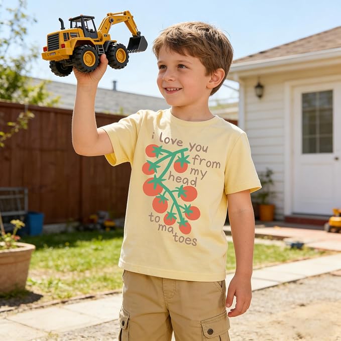 Construction Shirt Toddler Kids Tomatoes Racoon Graphic Tee Outfit Boy Girl Frog Christian Clothing 2-7 Years