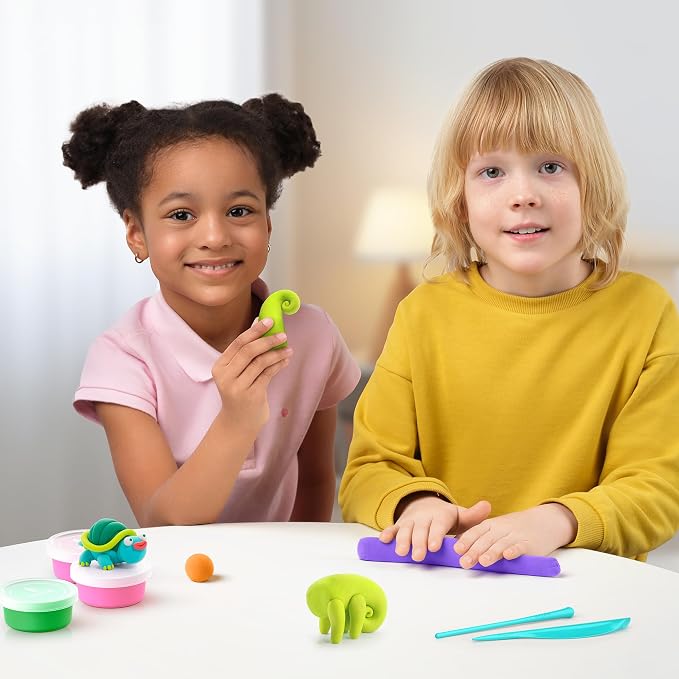 Hey Clay 15 Cans Set - Colourful Modelling Kids Air-Dry Clay 15 Cans with Sculpting Tools and Fun Interactive Instructions for Children Age 3+ (Exotic Pets)