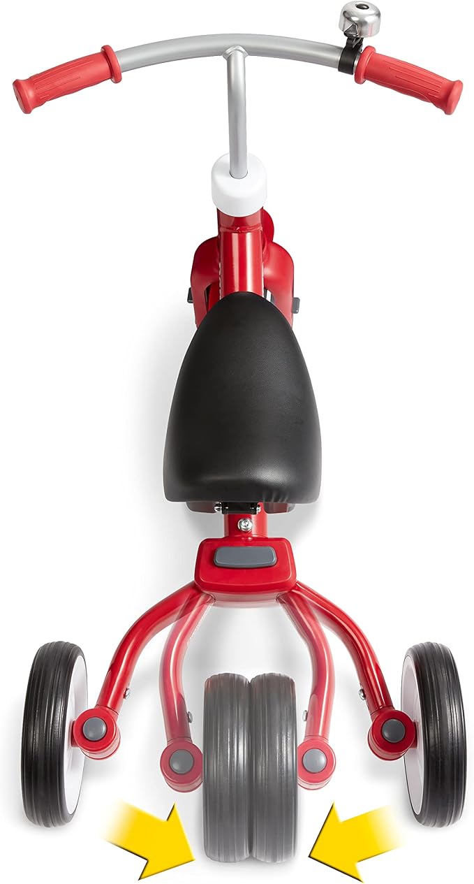 Radio Flyer Triple Play Trike, For Ages 1-3, 3-in-1 Ride-On, Tricycle or Balance Bike, Tool-Free Transformation, Adjustable Padded Seat, Pedal Storage, Ringing Bell, Steel Frame, Tricycle for Toddlers