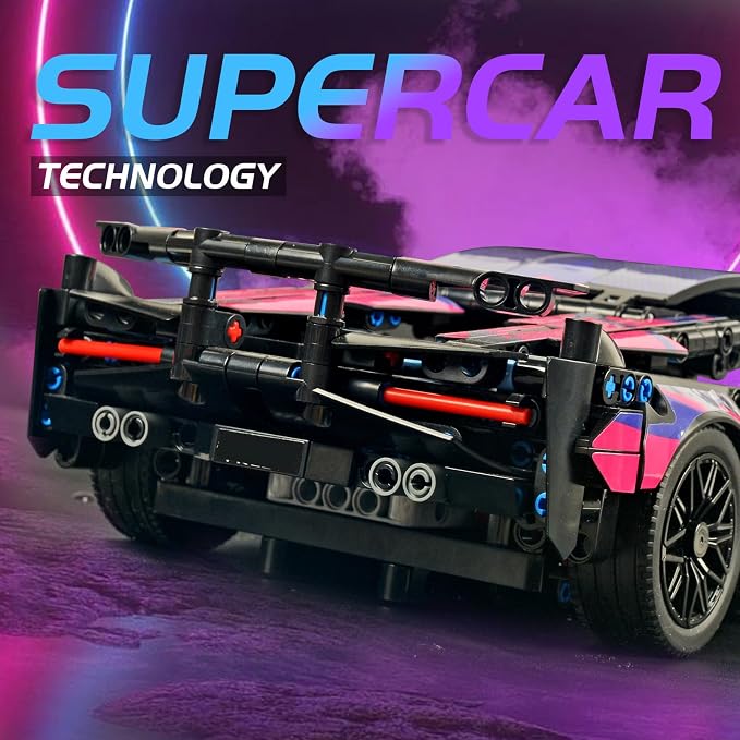 MOCBROPCS Remote Control Car Building Set, 1:14 Technical Sports Racing Car Building Kit, with Motors and Rechargeable Battery, Toys Gift for Adults & Boys Age 12+ (1314 PCS)