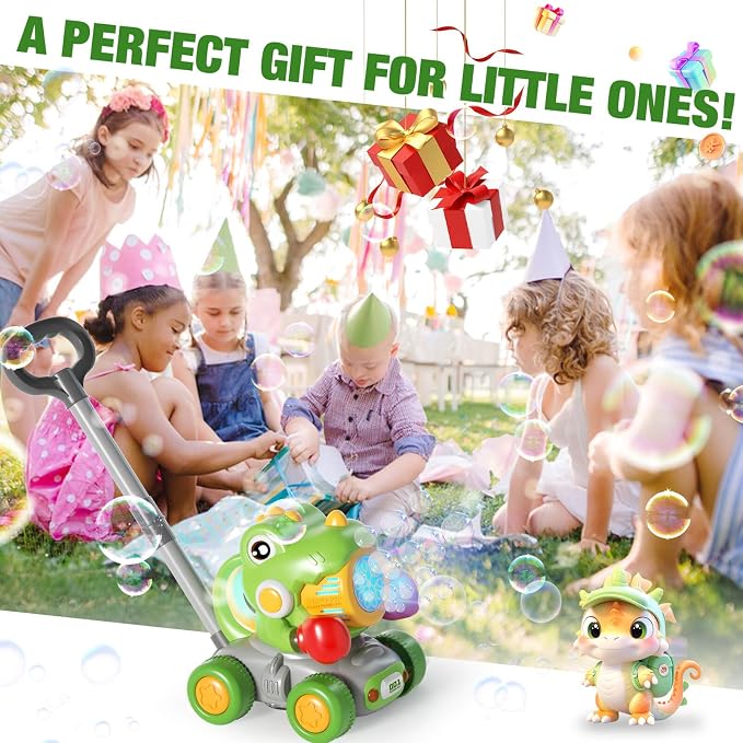 Dolanus Bubble Machine for Toddlers: Dinosaur Boxing Bubble Machine Push Car, Bubble Lawn Mower, Toddler Toy for Outdoor, Toys for Ages -4, Gifts for 3 4 5 Year Old Kids Girls Boys Birthday