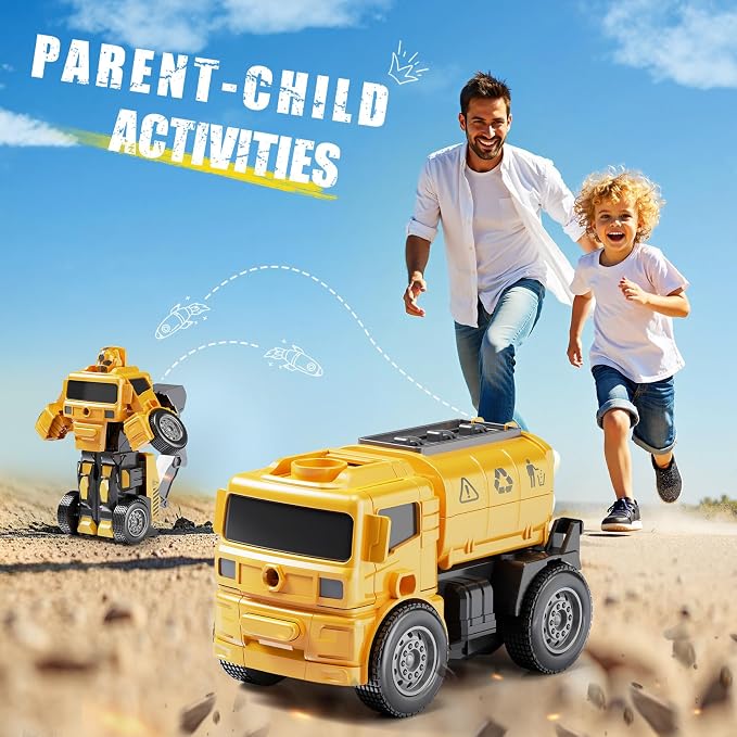 3 Year Old Boy Birthday Gift - STEM Toys for Ages 3-8, Construction Transforming Toys，5 in 1 Building Take Apart Trucks Transform to Robot, Boys Toys Stocking Stuffers for Kids Christmas 3-8