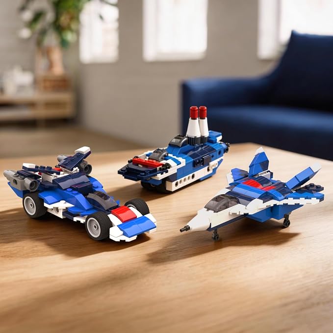Apitor 12-in-1 STEM Building Blocks Kit for Kids Ages 6-12 | 139 Pcs Creative Construction Toy with Digital App & Paper Manual | Fighter Jet Model Build Robot DIY Activity Toy for Ages 6+ Years