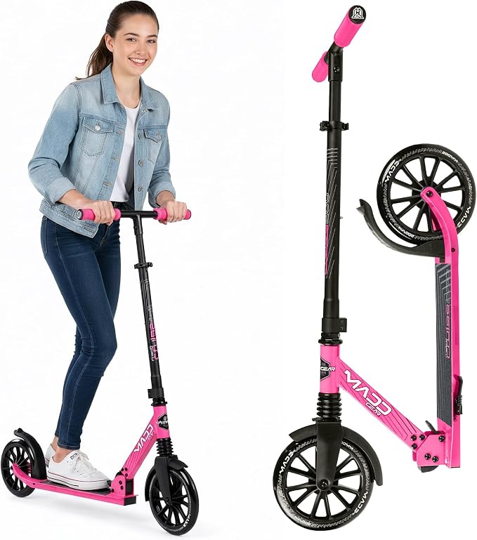 Kick Scooter for Kids, Teens & Adults - Lightweight Durable Frame, Smooth Ride, Sturdy Deck - Fun Rides for All Ages - Madd Gear