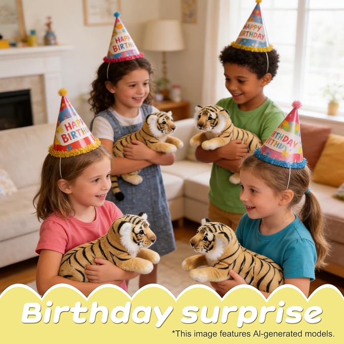 Tiger Stuffed Animal 15" Small Stuffed Tiger Plush Jungle Stuffed Animal Soft Plush Tiger Stuffy Simulation Cute Plushie Toys Realistic Birthday Graduation Gifts for Kids Boys Girls