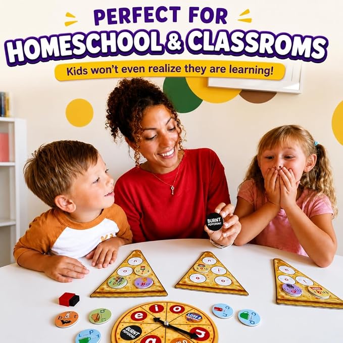 Pidoko Kids Phonics CVC Word Game - Magnetic Write & Wipe Vowels - Spelleroni Pepperoni Preschool & Kindergarten, Homeschool, Speech Therapy for Ages 3+