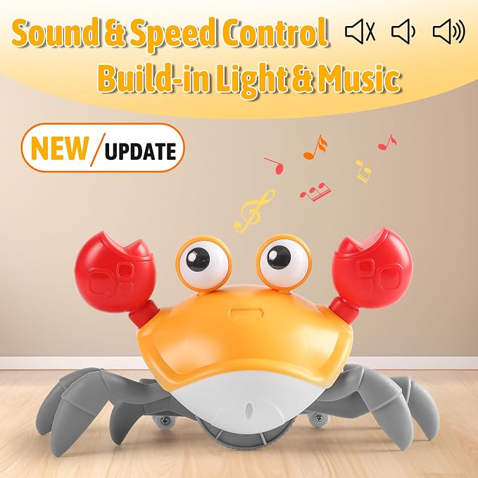 Hirger Crawling Crab Baby Toys 6-12 Months: Infant Tummy Time Toys, Dancing Walking Crab for Toddler 1 2 3 Year Old, 1st Birthday Gift with Music and Light