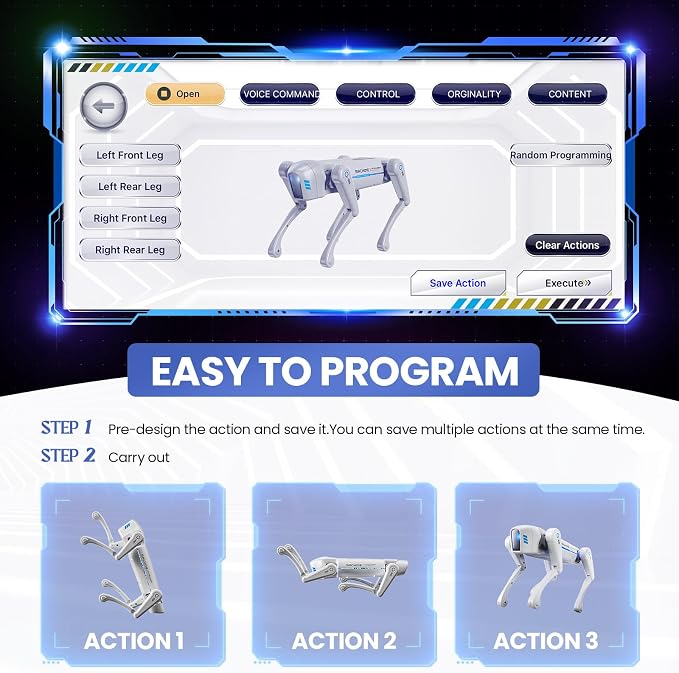 cxjoigxi Smart Robot Dog Toy, Interactive STEM Robotic Pet, Voice & Remote Control, App Programming, 30+ Actions, Bionic Walking, RC Dog Birthday Gifts for Kids Boys Girls Age 6+