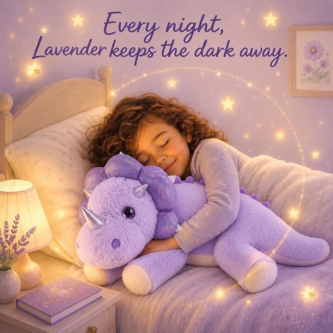 gnomantic Triceratops Weighted Stuffed Animals - 22 Inch 4.5 Pounds Weighted Plushies Dinosaur Stuffed Animals - Big Dino Plush - Cute Plush Toy Gifts for Kids & Adults (Purple)