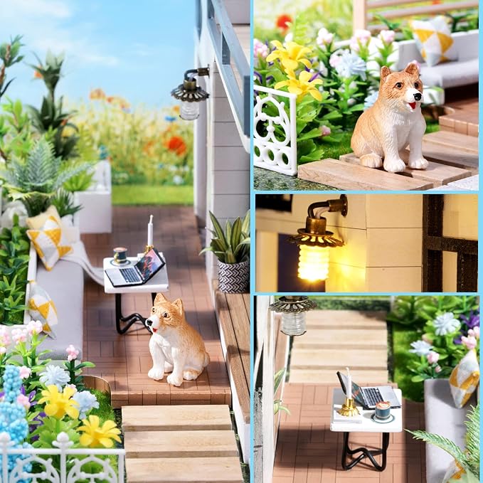 Spilay DIY Miniature House Kit for Adults, Miniature Dollhouse Kit | With Music Box & Dust Cover, Wooden Craft Building Set for Bookshelf Decor, Home Display & Creative Gifts for DIY Lovers