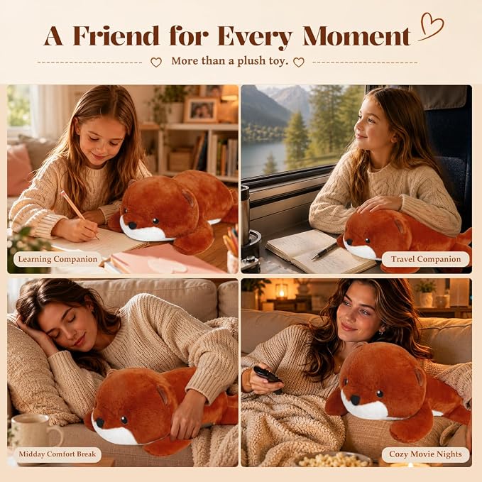 Wepop Weighted Otter Stuffed Animals, 5lbs Weighted Plush Toy Animal Huggable Pillow Plushie for Kids, Soft Otters Heavy Plushies Gifts for Adults