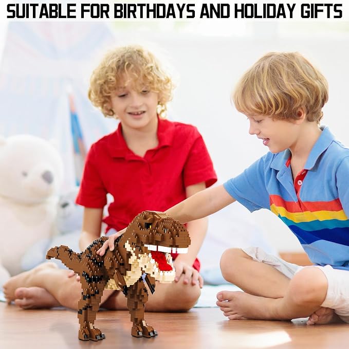 CSNRHG Dinosaur Tyrannosaurus Building Blocks Model Decor Micro Mini Blocks Toy Birthday for Age 6+ Children Adults Teens 1559 Pieces