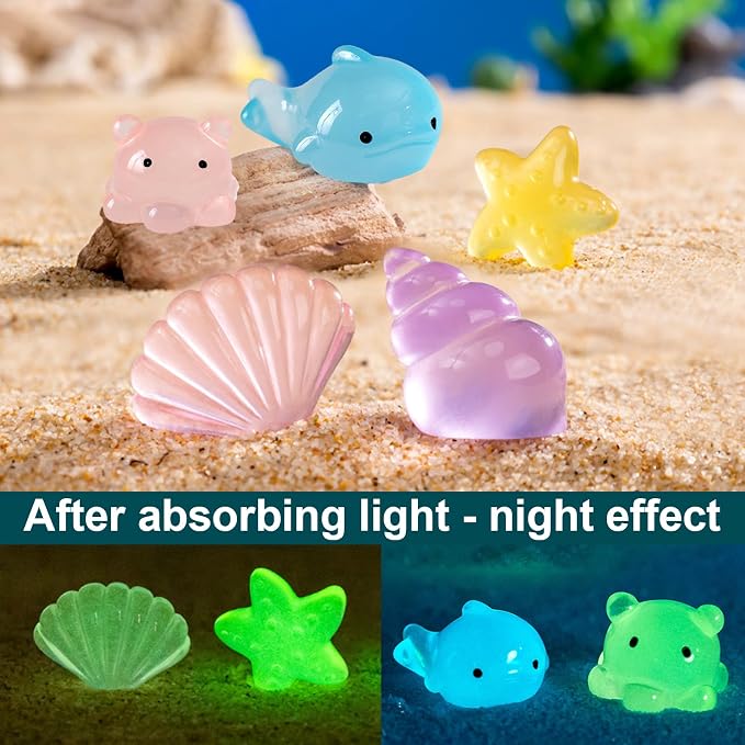 50pcs Mini Ocean Resin Animals, Miniature Figurines for Desk Pets, Resin Charms, Animal Figurines, Cute Mini Animals for Decoration and Hiding