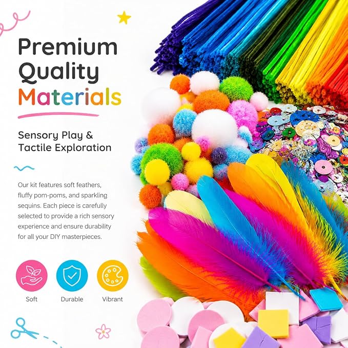 RAINFLOW 1700+ Arts & Crafts Supplies - Craft Kit,Supplies & Materials Set for School,Classroom,Family, Party, DIY, Art Creation, Holiday Decoration