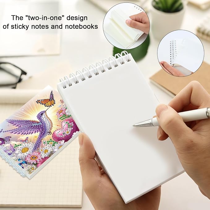 2 Pcs Bird Diamond Painting Notebook 80 Pages for Adults, Diamond Art Journal and DIY Sketchbook, Diamonds Art Kit Supplies,Gift for Beginners, Craft Lovers, Artists. (Bird)