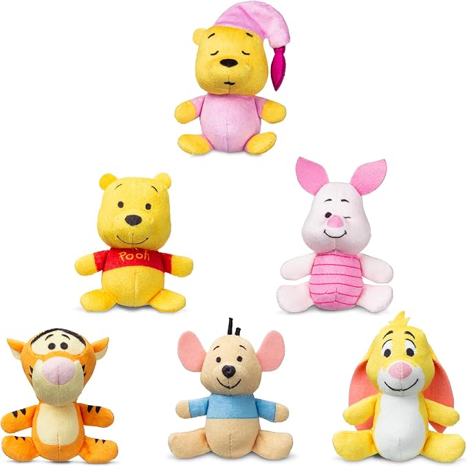 Micro Teenies Winnie The Pooh and Pals 6 Pack - Miniature Plush Figure, Suffed Animal, Toy Mini Soft Figure for Kids, Girls and Boys Ages 4+