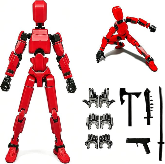 DANONI Titan13 Action Figure, Lucky Robot 13 Action Figures, 3D Printed Multi-Jointed Movable Action Figure, Dummy Robot 13 Figures Toy for Desktop Decorations Game Gifts (Red)