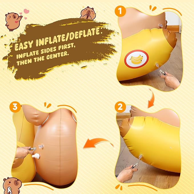 Capybara 72'' Pool Float for Kids with Sprinkler, Inflatable Pool Float, 3-in-1 Water Toy Pool Raft & Rocking Rider, Summer Outdoor Water Toys for Yard, Pool & Beach