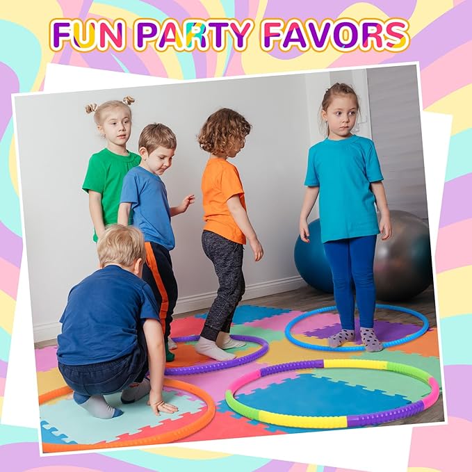 Sratte 12 Pcs Toy Hoop for Kid - Detachable & Adjustable Colored Hoop Exercise Ring Plastic Circle for Kid, Teen Gymnastics, Dog Agility Equipment, Require Self Assembly (Stylish Colors, 32 Inch)