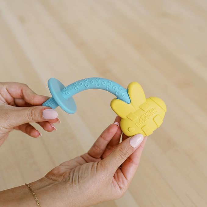 Dr. Brown's Teething Tubes for Babies, Bee and Snail, Massaging Silicone Teether Sticks, BPA Free, 3m+, 2-Pack