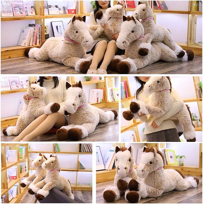 Large Horse Stuffed Animal Plush Toy,Giant Pony Unicorn Plush Doll Gifts for Kids,Valentines,Christmas 47.2"