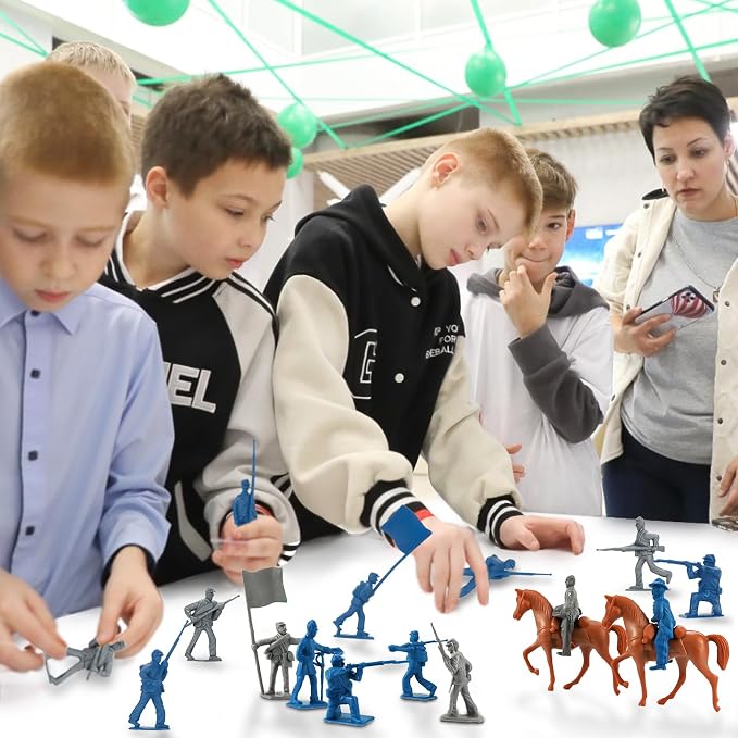 HAPTIME Civil War Army Men Set (42 pcs ) , American Civil War Toys, Plastic Army Men Action Figures, Including Flagman, Knight, Soldier, Perfect for School Project Dioramas, Revolutionary War Toys
